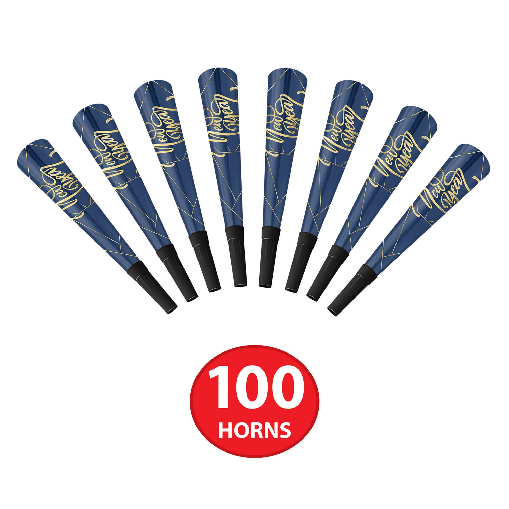 Beistle 9" Midnight Blue New Year Horns, 100ct.